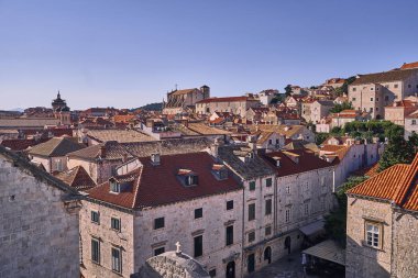 Panorama Dubrovnik Eski Şehir çatıları. Avrupa, Hırvatistan