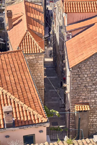 Panorama Dubrovnik dachy starego miasta. Europa, Chorwacja — Zdjęcie stockowe