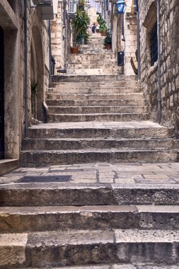 Panorama Dubrovnik Eski Şehir çatıları. Avrupa, Hırvatistan