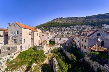 Panorama Dubrovnik Eski Şehir çatıları. Avrupa, Hırvatistan