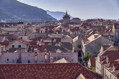 Panorama Dubrovnik Eski Şehir çatıları. Avrupa, Hırvatistan