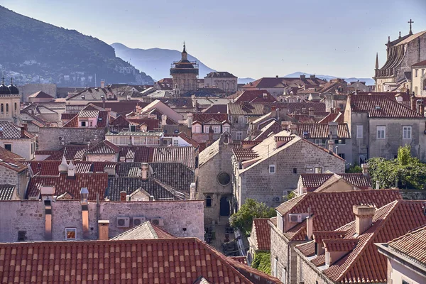 Panorama Dubrovnik Eski Şehir çatıları. Avrupa, Hırvatistan