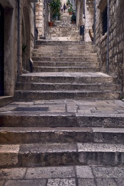 Panorama Dubrovnik Eski Şehir çatıları. Avrupa, Hırvatistan