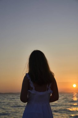 Zadar'ın Gün Batımında siluet. Hırvatistan. Avrupa