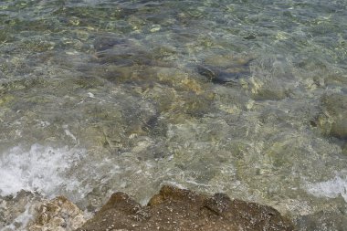 Supetar bölgesinde plaj. Brac adası. Hırvatistan