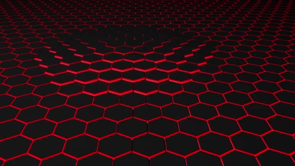 地板由巴克和红色六边形制成 — 图库视频影像