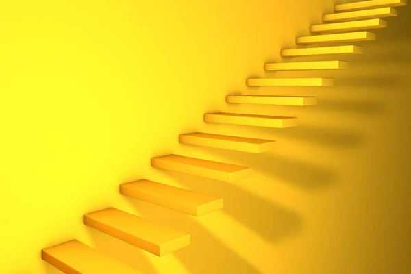 Ilustración 3d. Escalera sobre fondo amarillo de la pared. Concepto empresarial . — Foto de Stock