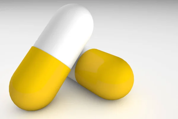 3D göra realistiska medicinska piller ikon isolerad på vit bakgrund. Designmall för grafik, banderoller. — Stockfoto