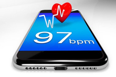 Bir cep telefonu ve bir kalp. Çevrimiçi onarım veya tıbbi teknoloji kavramı 3D oluşturma