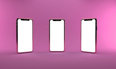 3D cep telefonlarının reklam için modellenmesi. 3d illüstrasyon