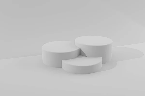 Üç boyutlu podyum, soyut beyaz arkaplanlı. 3d illüstrasyon