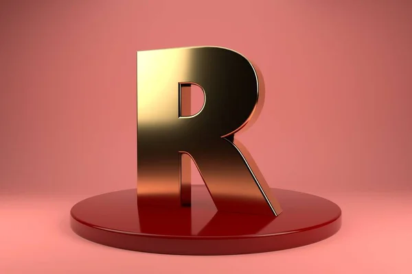 金色字母R表壳壁纸 3D渲染 3D插画家 — 图库照片