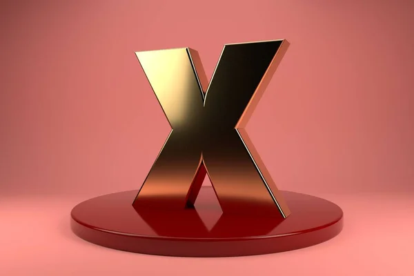 金色字母X大写字母壁纸 3D渲染 3D插画家 — 图库照片