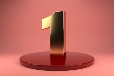 Altın 1 numaralı duvar kâğıdı. 3D görüntüleme. 3d illüstratör.
