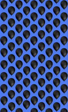 Siyah renkli balon deseni. 3D görüntüleme. 3d illüstrasyon