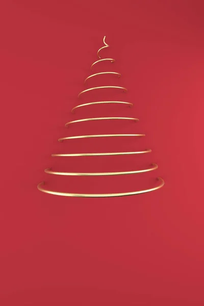 Весела Різдвяна Листівка Різдвяна Золота Ялинка Візуалізація Ілюстрація — стокове фото