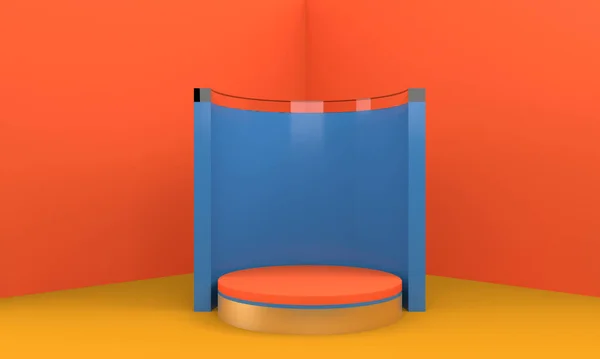 Podium Abstract Blue Composition Rendering Illustration — 스톡 사진