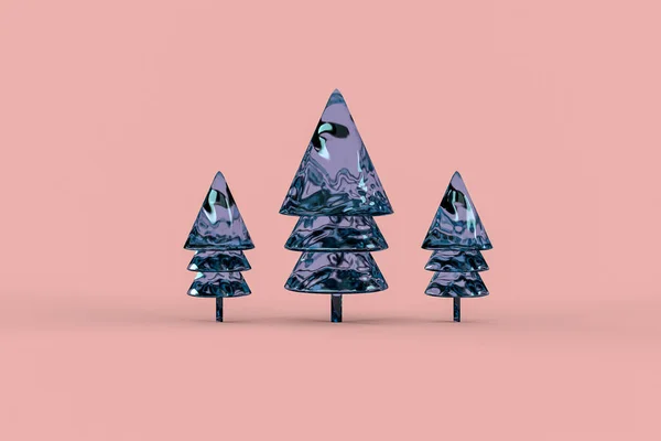 Árvore Natal Papel Parede Minimalista Renderização Ilustração Feliz Natal Conceito — Fotografia de Stock