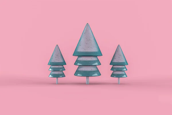 Minimalistyczna Tapeta Choinkowa Renderowanie Ilustracja Wesołych Świąt — Zdjęcie stockowe