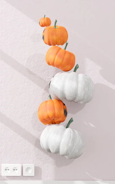 Zucche Volanti Decorazione Halloween Rendering — Foto Stock