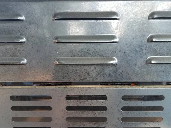 Many Air Vents Back Dirty Barbecue Grill — Stock Photo, Image