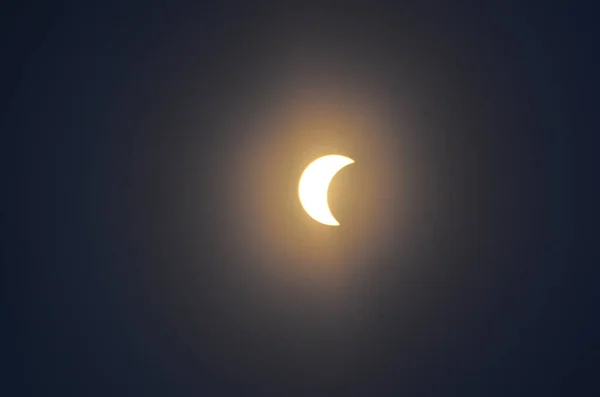 Sole Luna Durante Eclissi Solare Parziale — Foto Stock