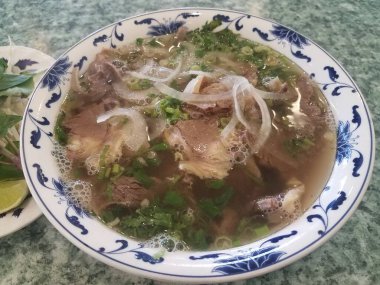 sığır eti, soğan ve sebze Vietnam çorbası.