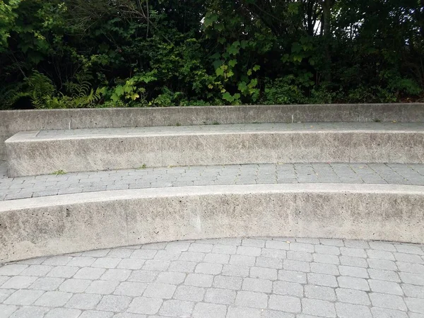 Stone Brick Tiles Grey Cement Bench Seat — Stock Photo, Image