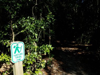 Yürüyüşçülerle, patikalarla, ağaçlarla ve bitkilerle doğa işaretleri