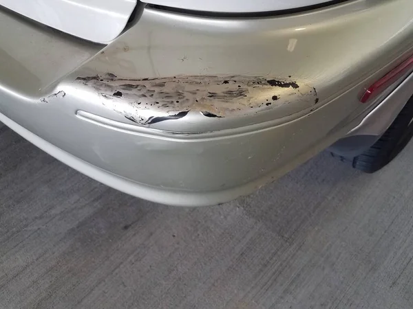 Silver Grey Car Minor Damage Scratch — Stock Photo, Image