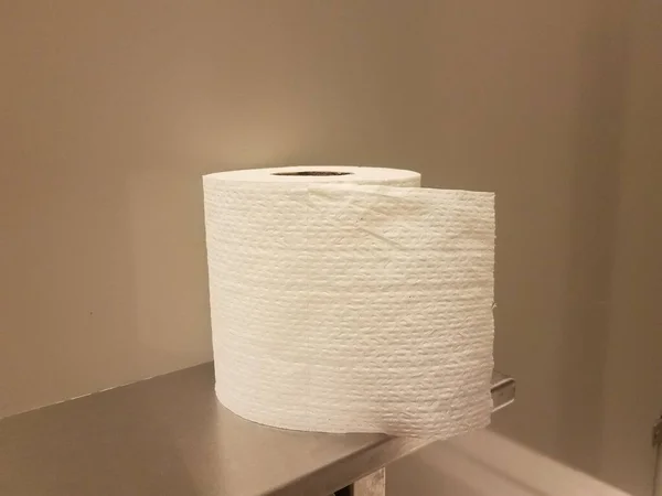 Rollo Papel Higiénico Blanco Pañuelos Estante Metálico Baño Baño — Foto de Stock