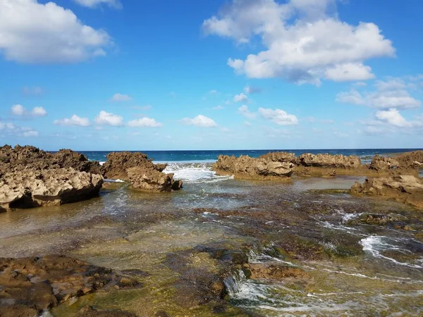 Felsenküste Strand Oder Der Küste Mit Gezeitenpools Isabela Puerto Rico — Stockfoto