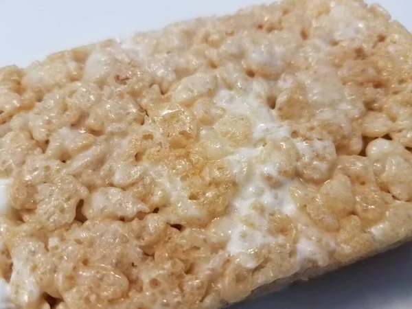 Arroz Cereal Bar Tratar Com Monte Marshmellow Branco — Fotografia de Stock