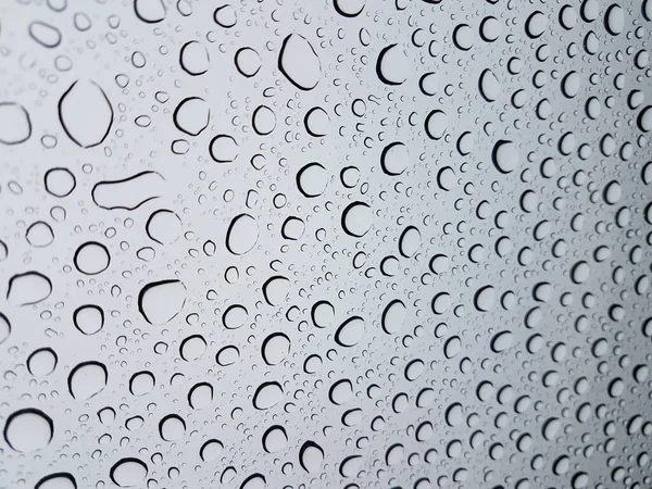 Ronde Waterdruppels Druppels Glas Raam Oppervlak Van Regen — Stockfoto
