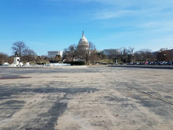 Estanque Seco Cemento Edificio Del Capitolio Washington — Foto de Stock