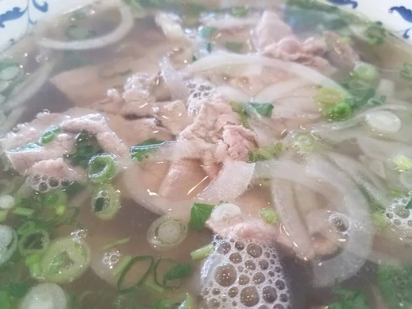 Sopa Pho Vietnamita Com Legumes Como Cebola Cebolinha — Fotografia de Stock