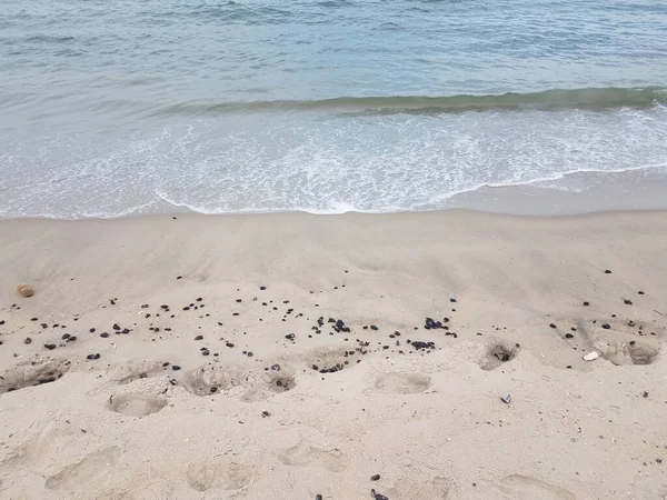 Meerwasser Und Wellen Und Sand Strand Oder Der Küste Mit — Stockfoto