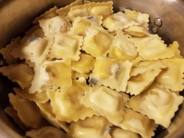 Moldy Ravioli Pasta Mold Spots Pot Water — Stock Photo, Image