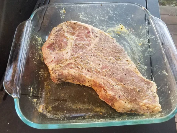 Velký Steak Koření Koření Skleněné Nádobě — Stock fotografie