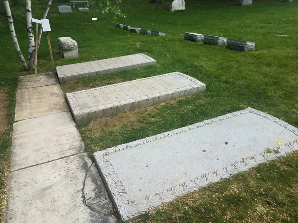 Lápida Piedra Cabeza Del Poeta Robert Frost Cementerio —  Fotos de Stock