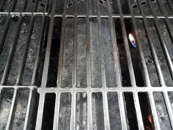 Dirty Filthy Black Barbecue Grill Metal Bars — Stock Photo, Image