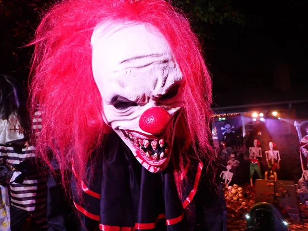 Scary Clown Halloween Decoration Sharp Bloody Teeth — Stock Photo, Image