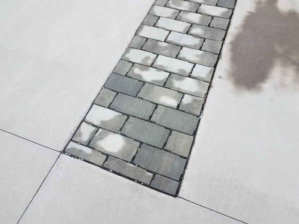 Wet White Grey Stone Bricks Cement Ground — 스톡 사진