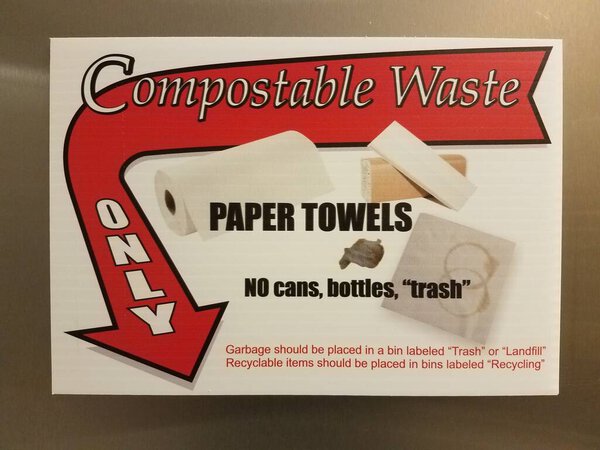 знак компостируемых отходов о переработке красной стрелой
