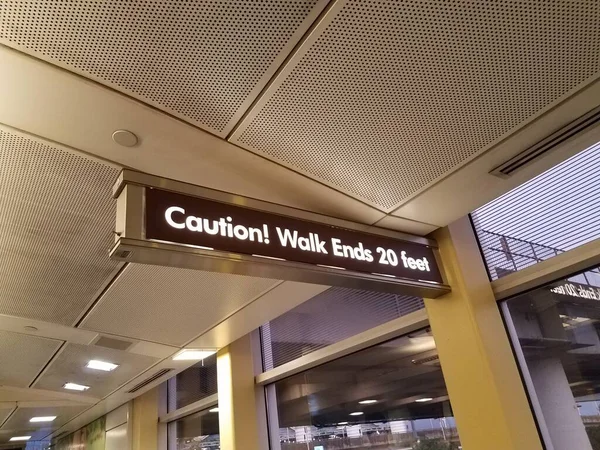 Caution Walkway Ends Feet Sign — Stock Photo, Image