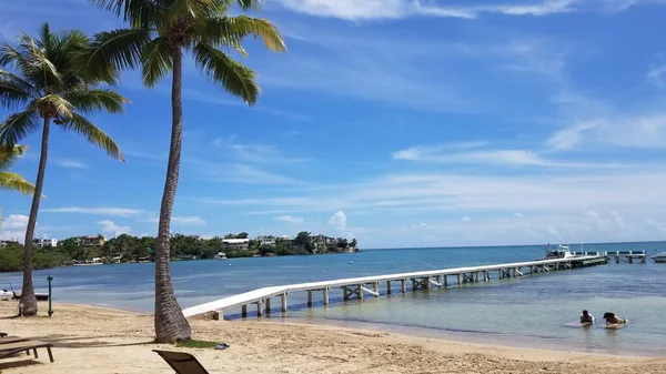 Largo Paseo Marítimo Blanco Muelle Aguas Tranquilas Guanica Puerto Rico — Foto de Stock