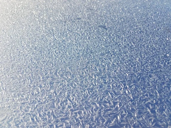 Top Silver Grey Car Surface Ice Crystals — Stock Photo, Image