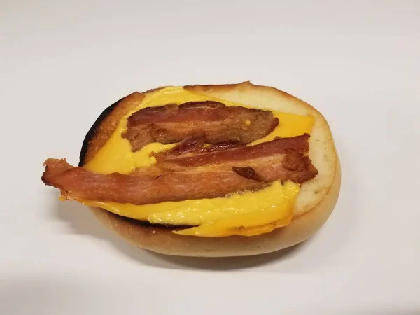 Sandwich White Desk Bun Bacon Cheese — Stock Photo, Image