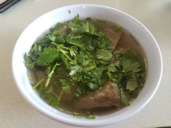 Soupe Vietnamienne Bouillon Boeuf Coriandre Oignons — Photo