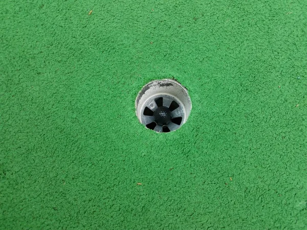 Black Golf Ball Hole Miniature Golf Course — Stock Photo, Image